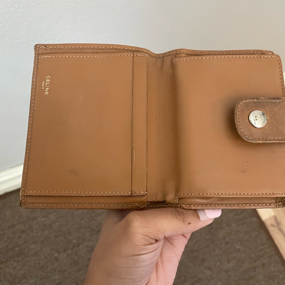 Celine Brown Monogram Canvas Leather Trim Wallet - Picture 4 of 8
